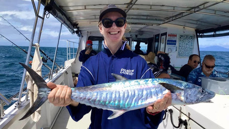 Spanish mackerel are still taking floated pilchards while bottom fishing on the sheltered reefs with Dragon Lady Charters